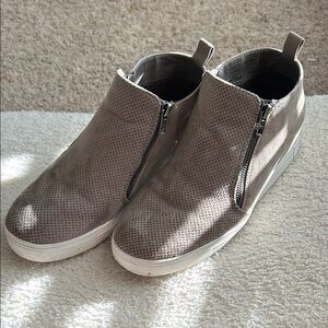 Taupe Perforated Zip-Up Sneakers